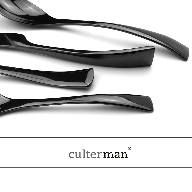 Culterman 20 Piece Black Flatware Silverware Cutlery Sets,unique modern look,Home & Kitchen Stainless Steel Dinnerware/Tableware/Utensils Set For 4,Include Knives/Forks/Spoons Dishwasher Safe - Image 5